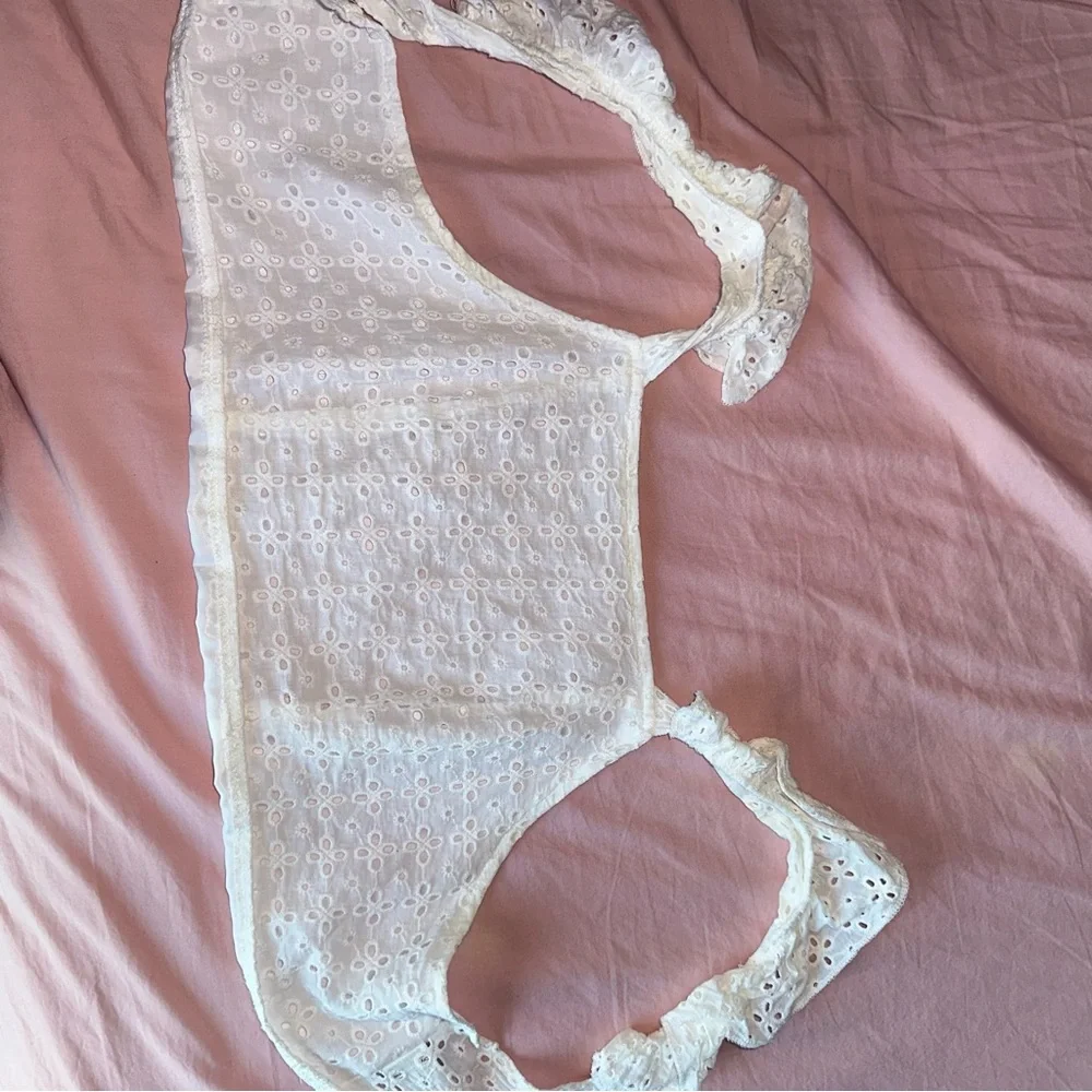 White Ruffle Crop Top - Picture 2 of 4